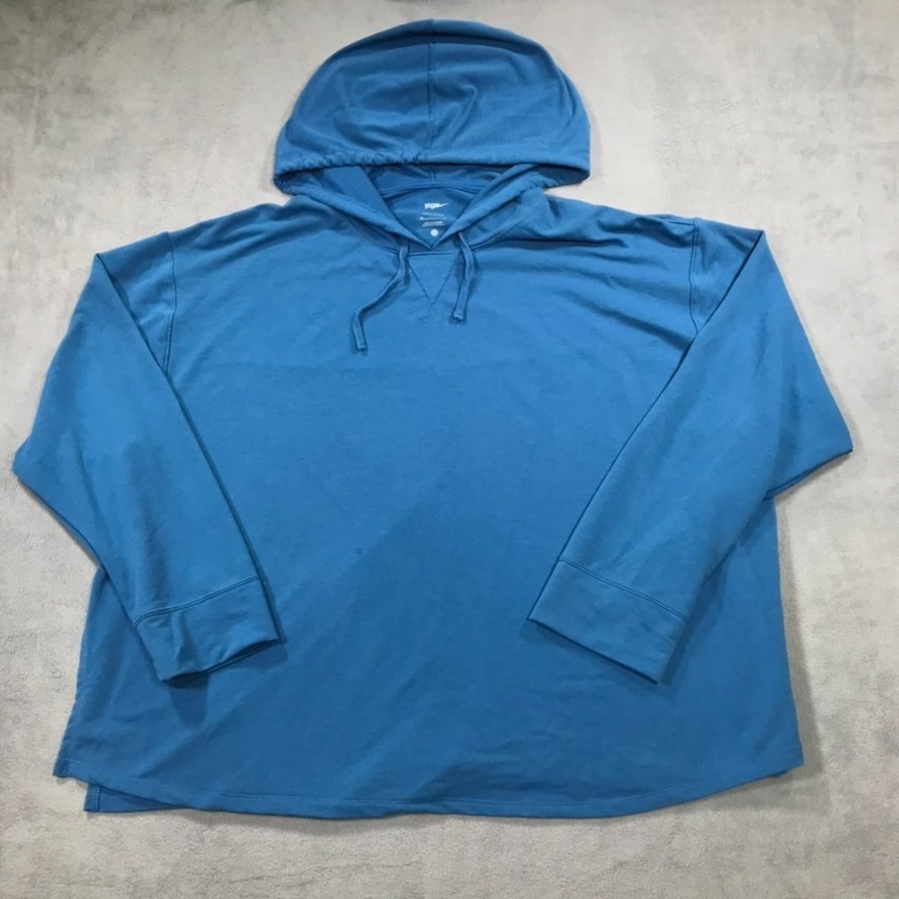 Nike Yoga Hoodie Womens 2X Plus 2XL Blue Long Sleeve Pullover Training Top